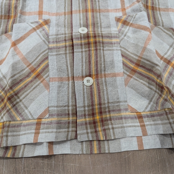 Mens Nicholas Daley Plaid LS Camp Shirt Summer Tartan Large - Picture 4 of 8